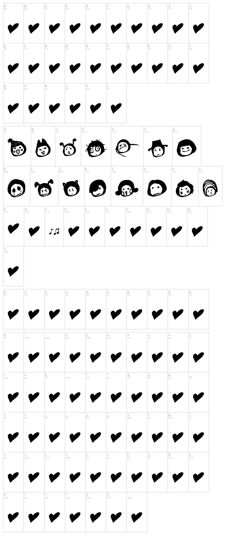 Simplesymbol font map